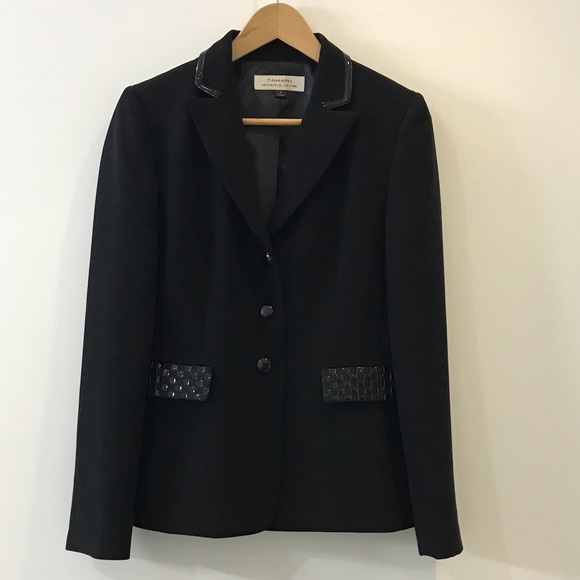 TAHARI Arthur Levine Blazer Black Size 6 Pockets - Picture 1 of 7